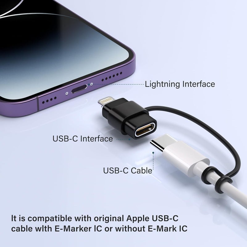 Thousover USB C Type C to Lightning Adapter （4 Pack） 1.8-2.2A 15W Fast Charging Support Data Sync,Lightning to USB Type C Cable Adapter for iPhone/iPad/for Airpods,with Anti-Lost Loop,Not for Audio/OTG (Black) - Image 5